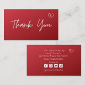 Thank You Light エレガント Red Social グラデーション Media 名刺 (正面/裏面)