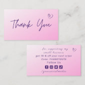 Thank You Light Pinkソーシャルメディグラデーションアモダンに感謝 名刺 (正面/裏面)