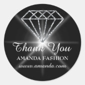 Thank You Logo Diamond Nameくもの巣Business Black ラウンドシール (正面)