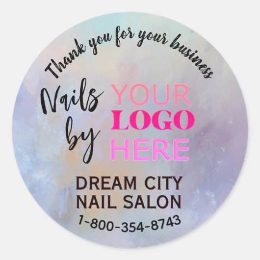 Thank You Logo Manicure Nail Salon Small Business  ラウンドシール (正面)