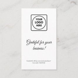 Thank You Logo | Modern White Business Design 割引カード