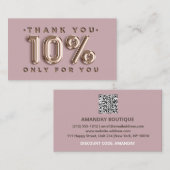 Thank You Logo QRCODE 10%OFF割引コードバラ 名刺 (正面/裏面)