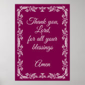 Thank You Lord Blessings Prayer Custom Burgundy  ポスター (正面)