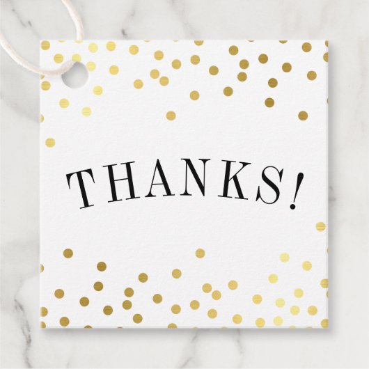THANK YOU LUXEスタイリッシュ金ゴールド紙吹雪ス感謝していポット フェイバータグ (正面)