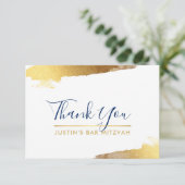 THANK YOU LUXEモダン gilded金ゴールドネイビーブルー サンキューカード (スタンド正面)