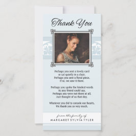 Thank You Memorial Light Blue & White Photo Card サンキューカード