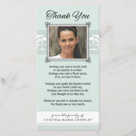 Thank You Memorial Light Green & White Photo Card サンキューカード