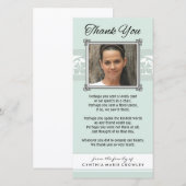 Thank You Memorial Light Green & White Photo Card サンキューカード (正面/裏面)