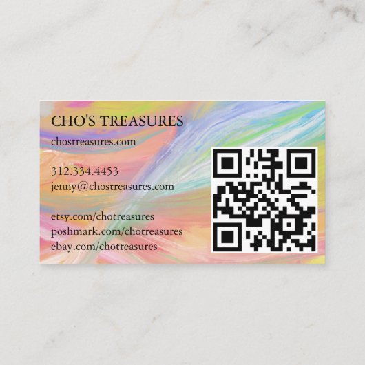 THANK YOU Minimalist Rainbow Textured カラフル 名刺 (裏面)