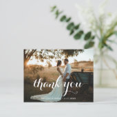 Thank You Modern Scriptウェディングフォトポストカード ポストカード (スタンド正面)