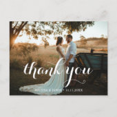 Thank You Modern Scriptウェディングフォトポストカード ポストカード (正面)