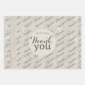 Thank you modern script text texture background ラッピングペーパーシート (正面3)