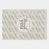 Thank you modern script text texture background ラッピングペーパーシート (正面2)