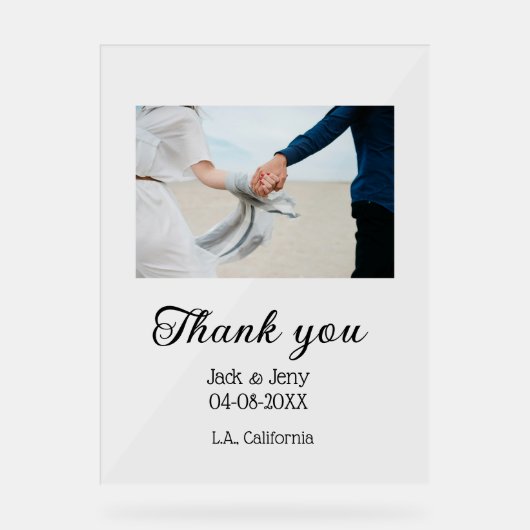 Thank you modern simple wedding couple name messag アクリルサイン (正面)