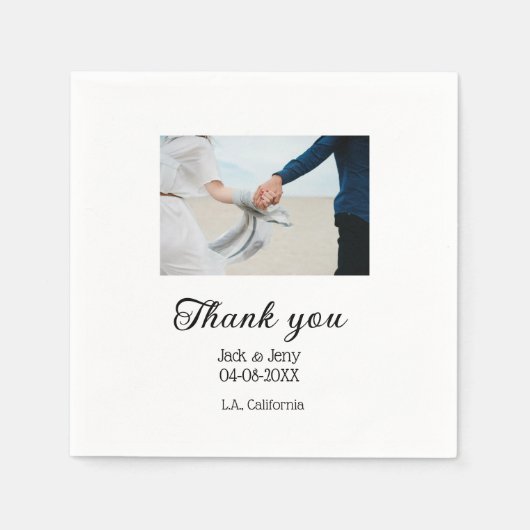 Thank you modern simple wedding couple name messag スタンダードカクテルナプキン (正面)