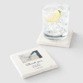 Thank you modern simple wedding couple name messag ストーンコースター (横)