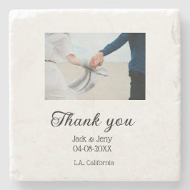 Thank you modern simple wedding couple name messag ストーンコースター