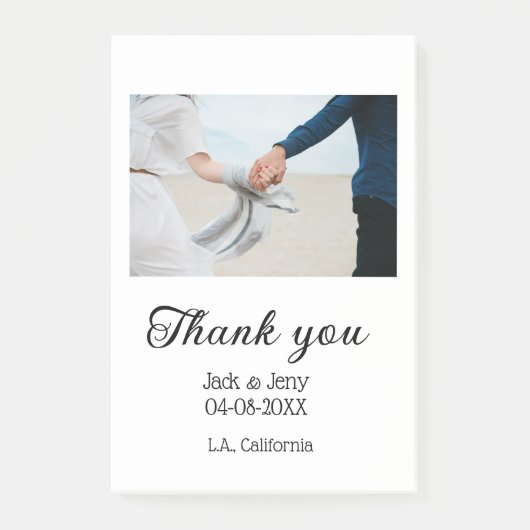 Thank you modern simple wedding couple name messag ポストイット (正面)