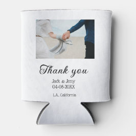 Thank you modern simple wedding couple name messag 缶クーラー