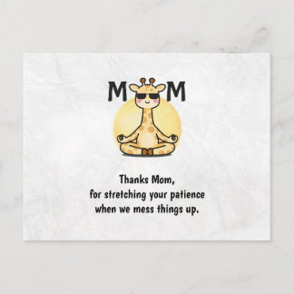 Thank You Mom Cute Giraffe Yoga Mother's Day Card ポストカード
