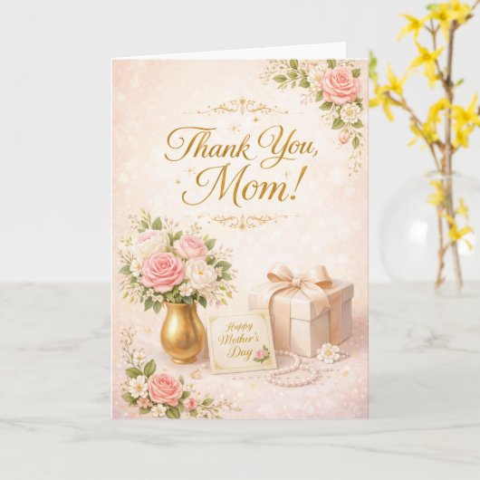 Thank You Mom Design – Heartfelt Appreciation Gift カード (黄色い花)
