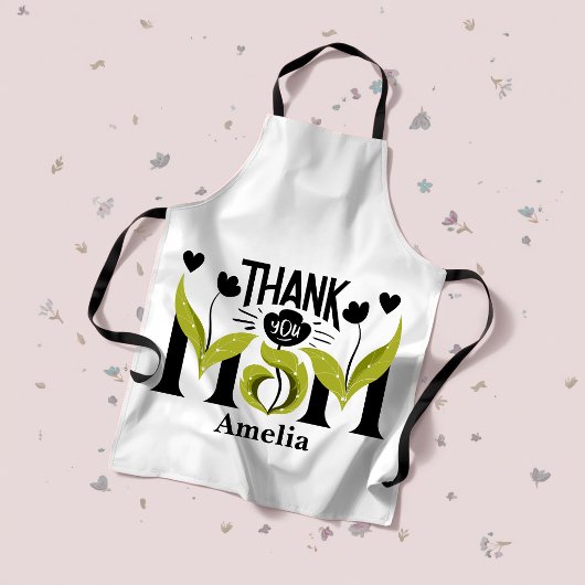 Thank You Mom Floral Personalized Apron エプロン