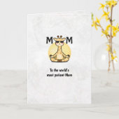 Thank You Mom Giraffe Yoga Mother’s Day Greeting カード (黄色い花)