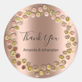 Thank You Monogram金ゴールドバラ名日付 ラウンドシール