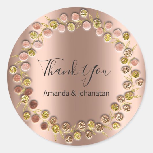 Thank You Monogram金ゴールドバラ名日付 ラウンドシール (正面)