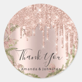 Thank You Nameの結婚バラグリッターフローラ ラウンドシール
