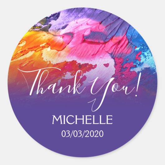 Thank You Name 16 birthday ガーリー抽象芸術・アート ラウンドシール (正面)