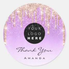 Thank You Name Make Up Artist Purpleグリッター ラウンドシール