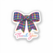 Thank you Neon Tartan Bow Scottish Bright Pattern シール (正面)