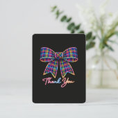 Thank you Neon Tartan Bow Scottish Bright Pattern 出欠カード (スタンド正面)