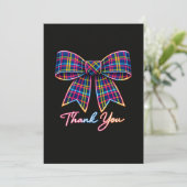 Thank you Neon Tartan Bow Scottish Bright Pattern 招待状 (スタンド正面)