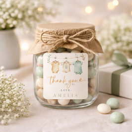 Thank You Neutral Baby Clothesline Baby Shower スクエアシール