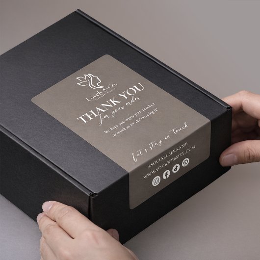 Thank You Neutral Beige Beauty Shipping label ラベル