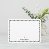 THANK YOU NOTEチェックモダンハート白黒 サンキューカード (スタンド正面)