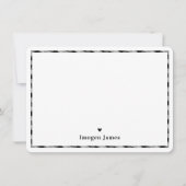 THANK YOU NOTEチェックモダンハート白黒 サンキューカード (正面)