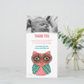 Thank You NoteベビーOwlフォトカードテンプレート サンキューカード (スタンド正面)