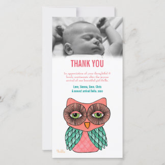 Thank You NoteベビーOwlフォトカードテンプレート サンキューカード
