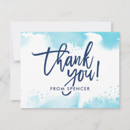 THANK YOU NOTE手書きアクアブルーの水色 招待状