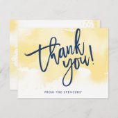 THANK YOU NOTE手書き黄色の水色 招待状 (正面/裏面)