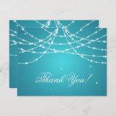 Thank You Note文字列きらめくターコイズ ポストカード (正面/裏面)