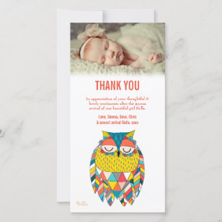 Thank You Note アステカベビーOwlフォトカードテンプレート サンキューカード