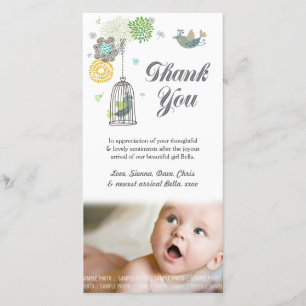 Thank You Note Baby Girlフォトカードテンプレート サンキューカード