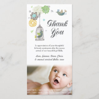 Thank You Note Baby Girlフォトカードテンプレート サンキューカード
