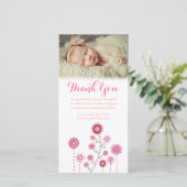 Thank You Note Baby Girlフォトカードテンプレート サンキューカード (スタンド正面)