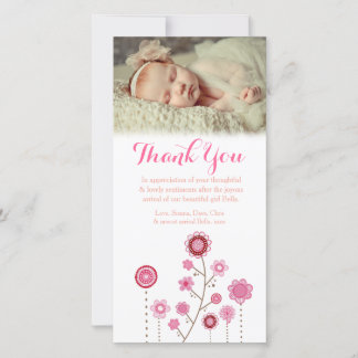 Thank You Note Baby Girlフォトカードテンプレート サンキューカード