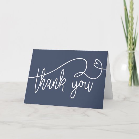 Thank you note card folded blank navy blue サンキューカード (正面)